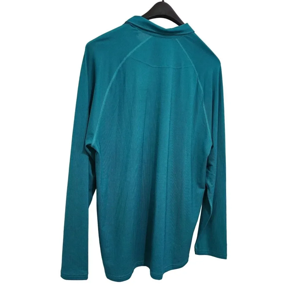 Rhone Mens Delta Pique Long Sleeve Polo Shirt Teal Green Deep XXL Goldfusion - Picture 11 of 13